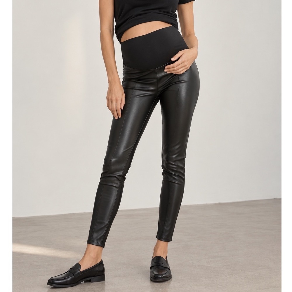 HATCH Vegan Leather Leggings Womens Small Black Faux Leather Stretch Maternity